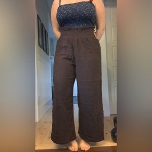 Free People Brown Wide-Leg Pants culottes cotton L
